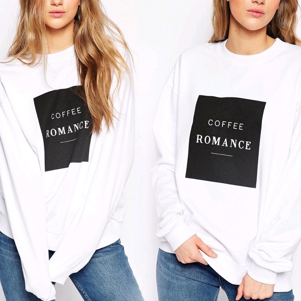Coffee Romance Comfy White Sweatshirt - Picture 2 of 4